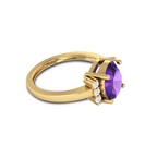 Sparkling Oval Blue Sapphire Diamond Gold Plated Ring