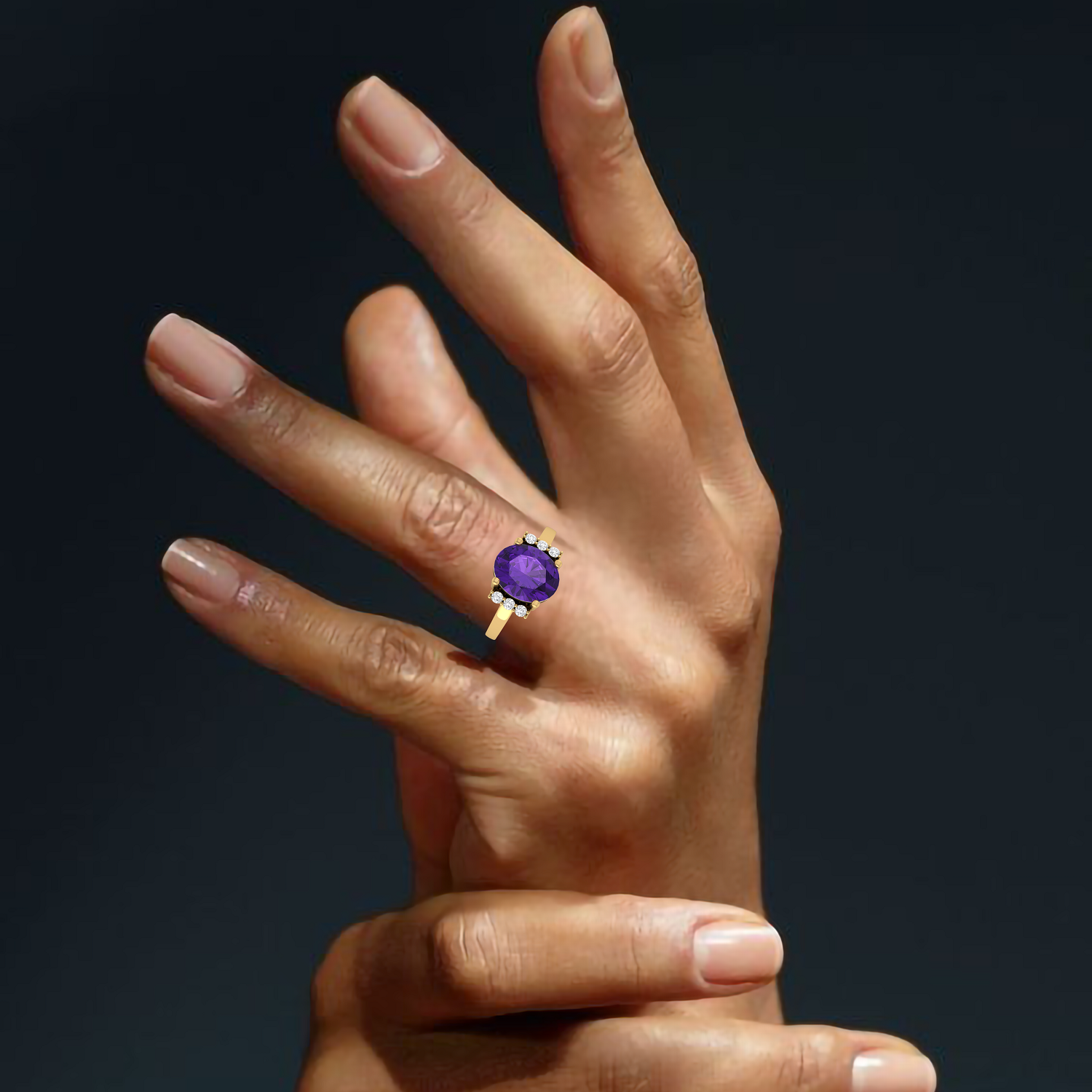Sparkling Oval Blue Sapphire Diamond Gold Plated Ring