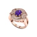 Queen Era Diamond Blue Sapphire Rose Gold Plated Ring For Women's