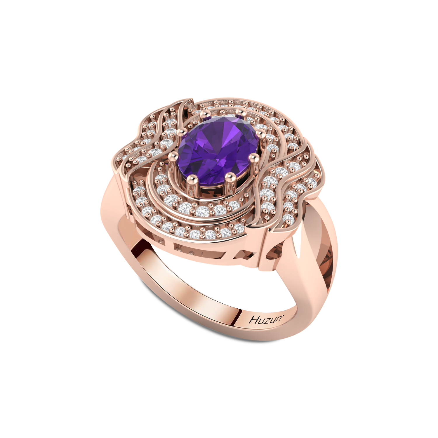 Queen Era Diamond Blue Sapphire Rose Gold Plated Ring For Women's