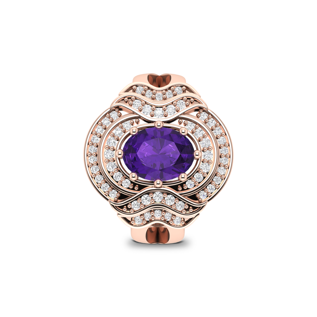 Queen Era Diamond Blue Sapphire Rose Gold Plated Ring For Women's