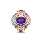 Queen Era Diamond Blue Sapphire Rose Gold Plated Ring For Women's