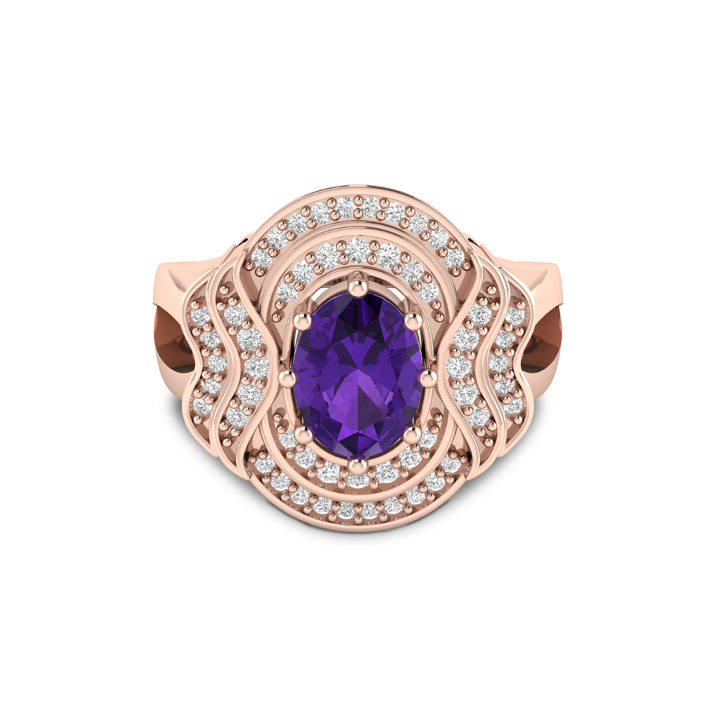 Queen Era Diamond Blue Sapphire Rose Gold Plated Ring For Women's