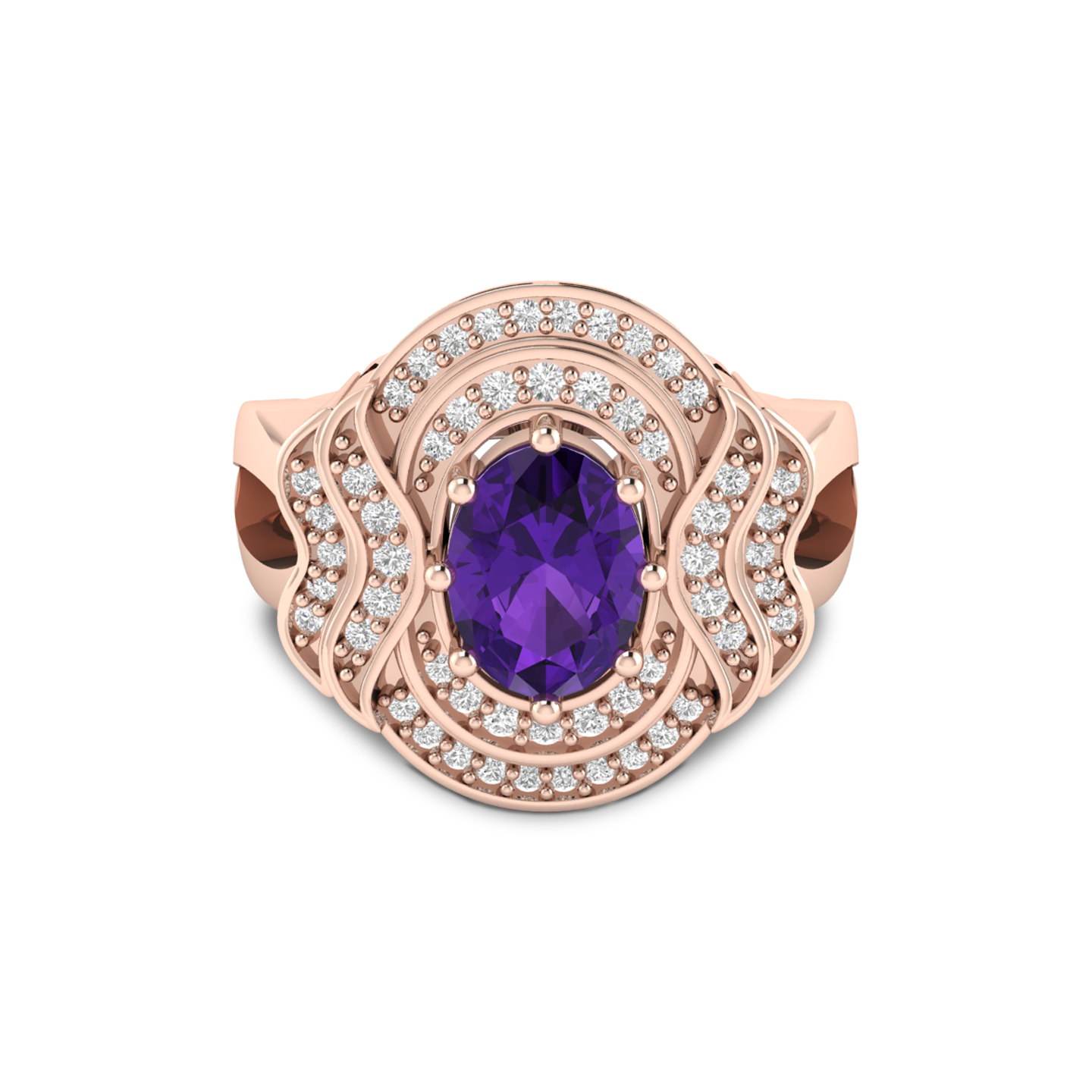Queen Era Diamond Blue Sapphire Rose Gold Plated Ring For Women's