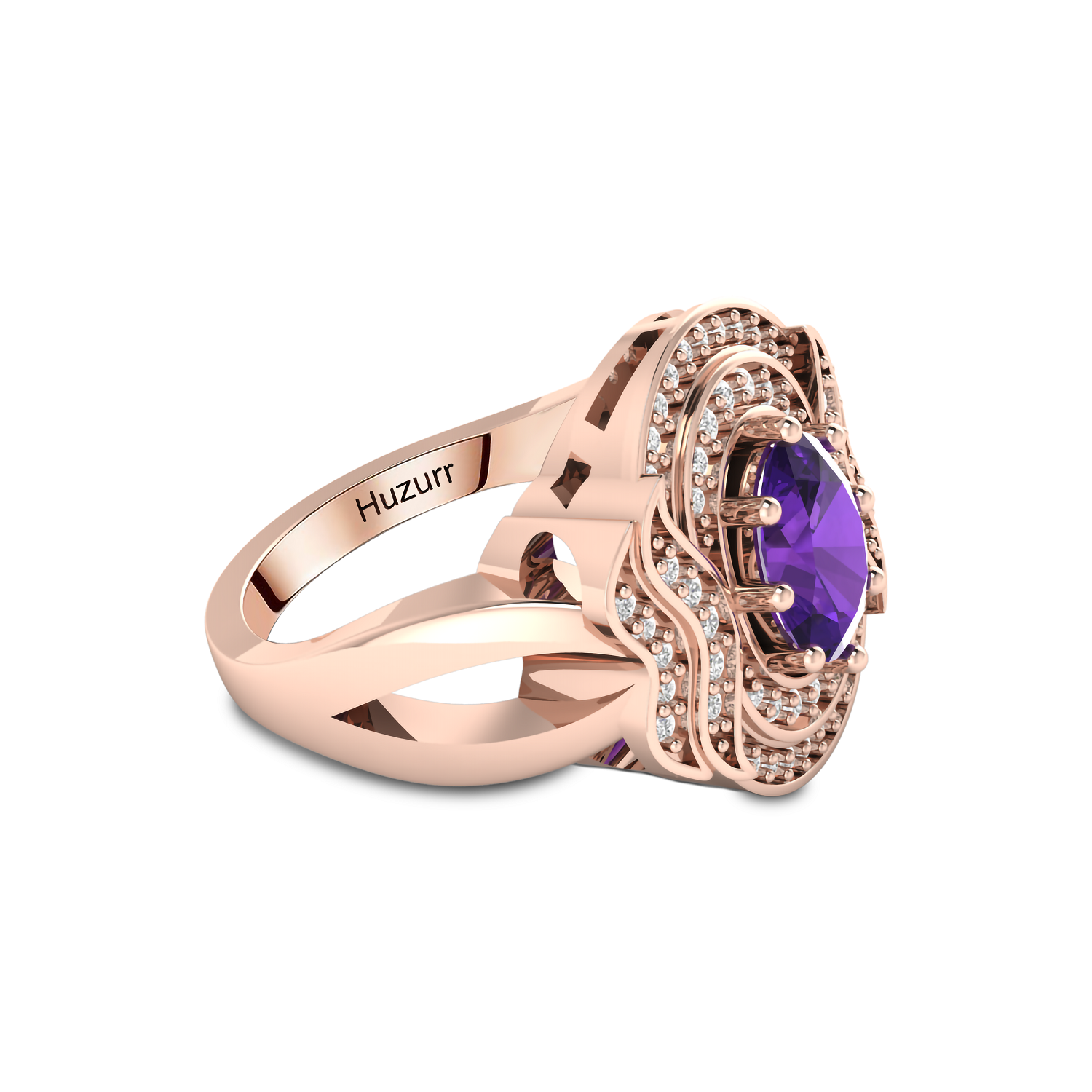 Queen Era Diamond Blue Sapphire Rose Gold Plated Ring For Women's