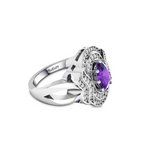 Queen Era Diamond Blue Sapphire 925 Silver Ring For Women's