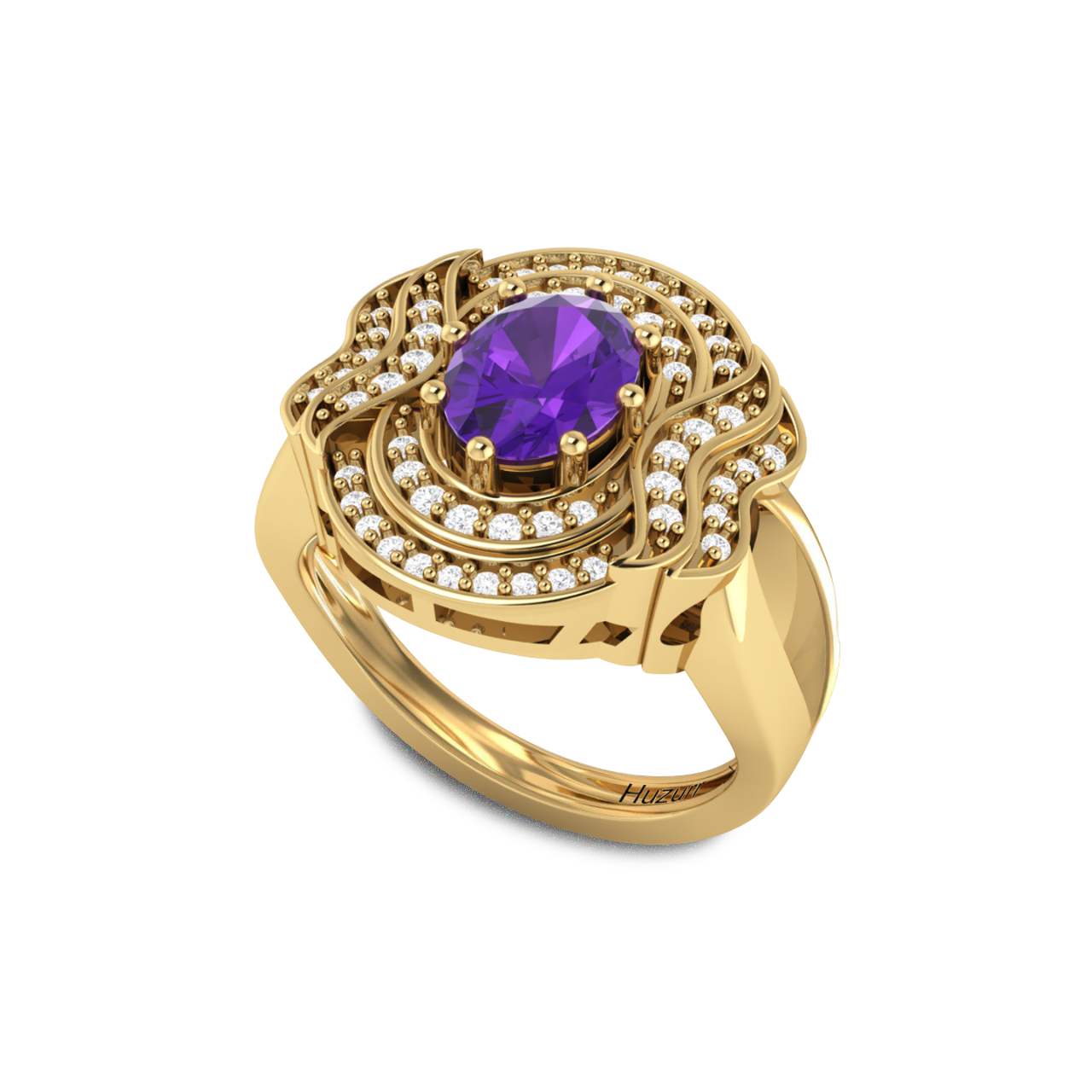 Queen Era Diamond Blue Sapphire Gold Plated Ring For Women's