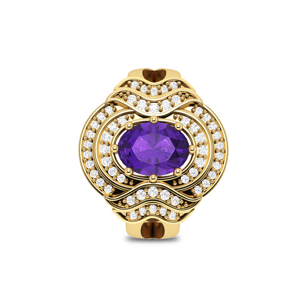 Queen Era Diamond Blue Sapphire Gold Plated Ring For Women's