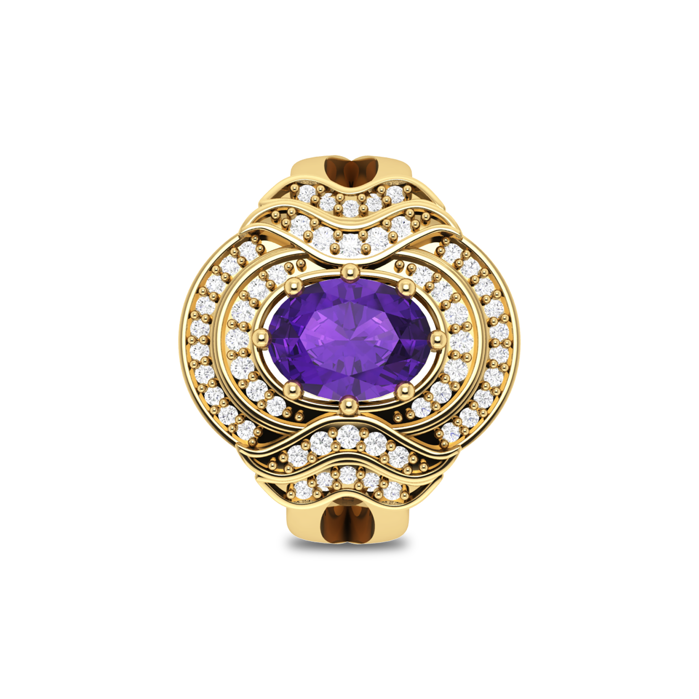 Queen Era Diamond Blue Sapphire Gold Plated Ring For Women's