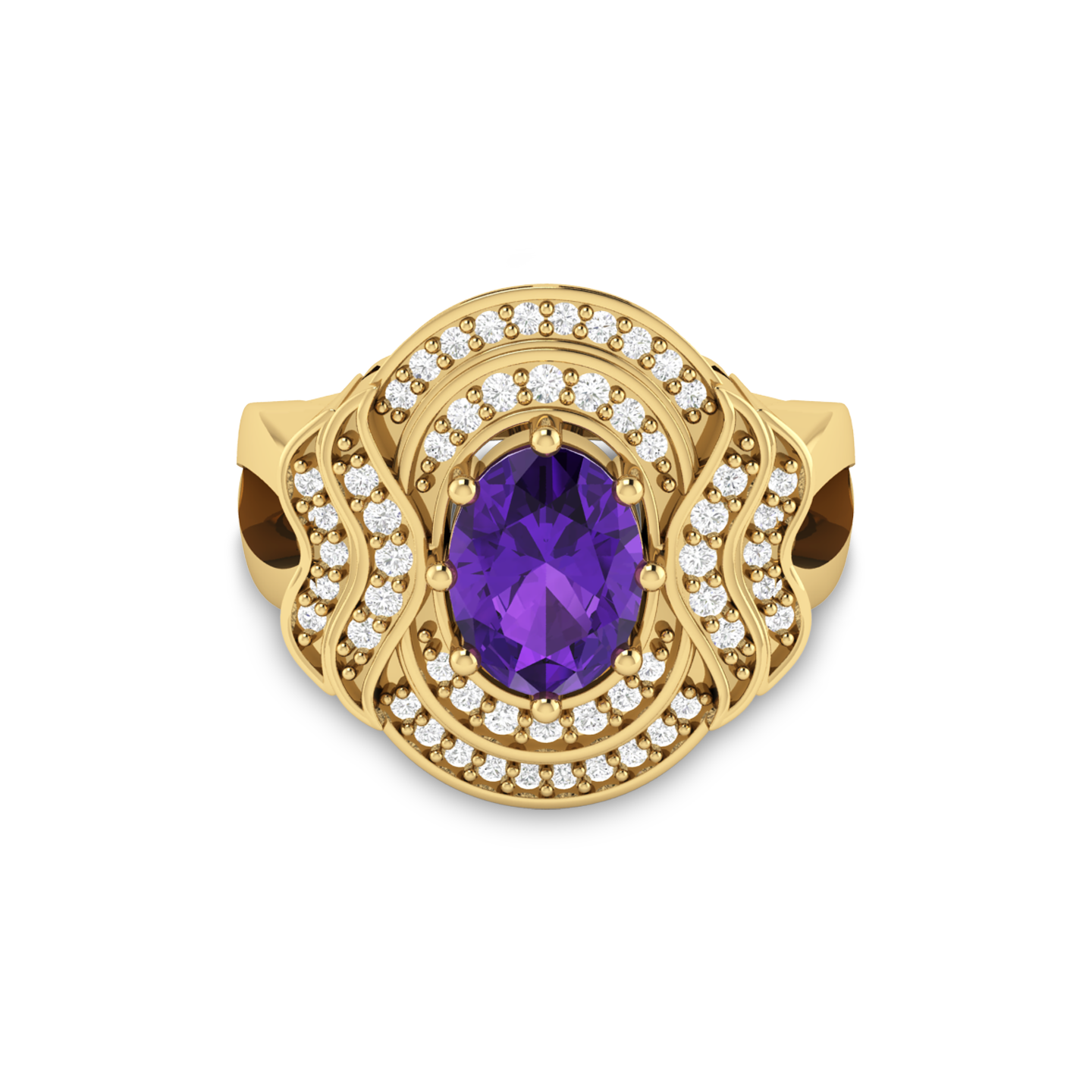 Queen Era Diamond Blue Sapphire Gold Plated Ring For Women's