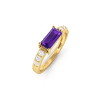 Gorgeous Gold Plated Diamond Ring in Emerald Cut Blue Sapphire
