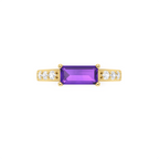 Gorgeous Gold Plated Diamond Ring in Emerald Cut Blue Sapphire