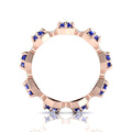 Round Cut Blue Sapphire Band Ring Rose Gold Plated