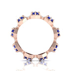 Round Cut Blue Sapphire Band Ring Rose Gold Plated