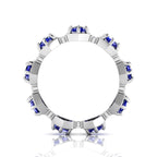 Round Cut Blue Sapphire Band Ring 925 Silver