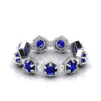 Round Cut Blue Sapphire Band Ring 925 Silver