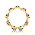 Round Cut Blue Sapphire Band Ring Yellow Gold Plated