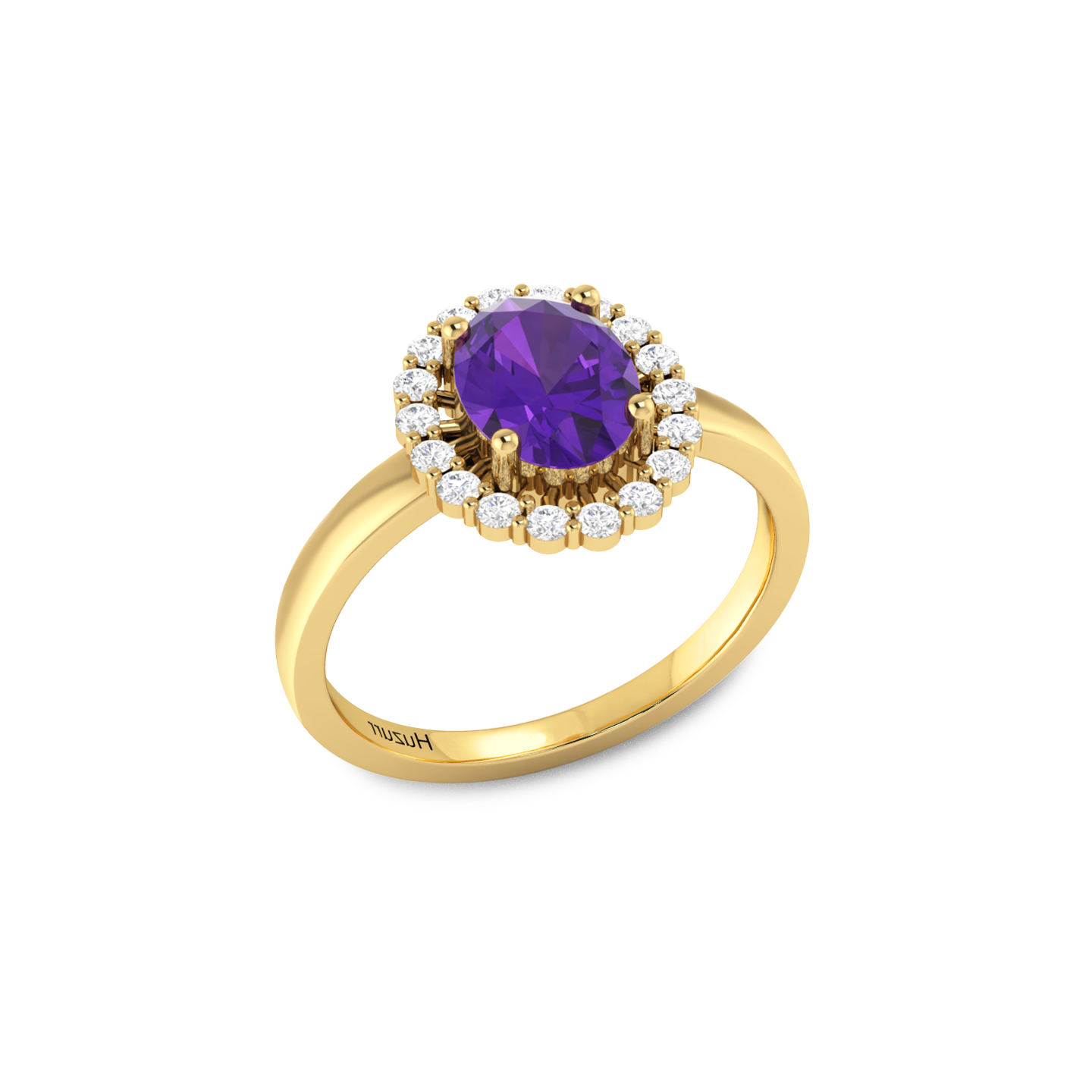 Oval Blue Sapphire Gold Plated Halo Ring