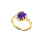 Oval Blue Sapphire Gold Plated Halo Ring