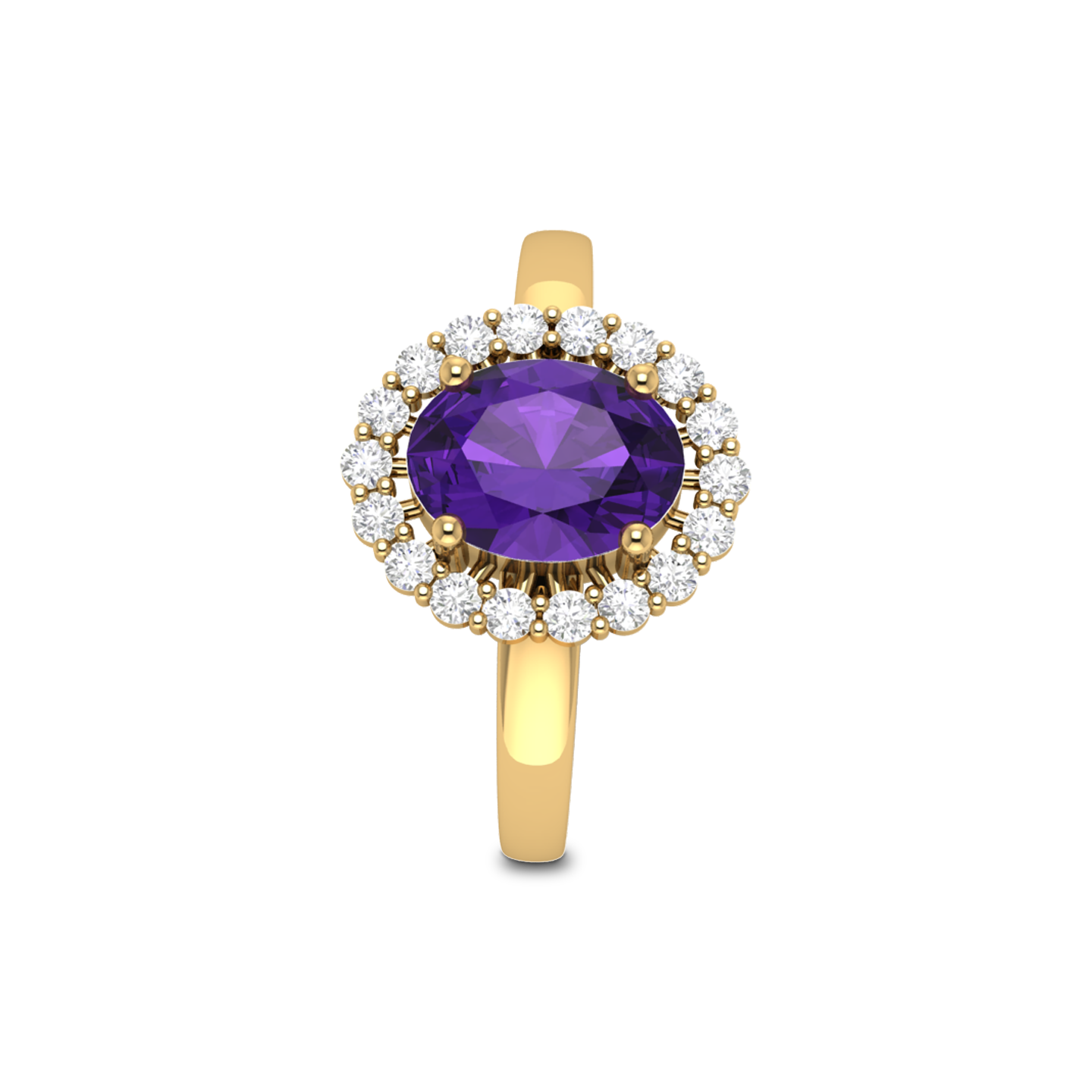 Oval Blue Sapphire Gold Plated Halo Ring