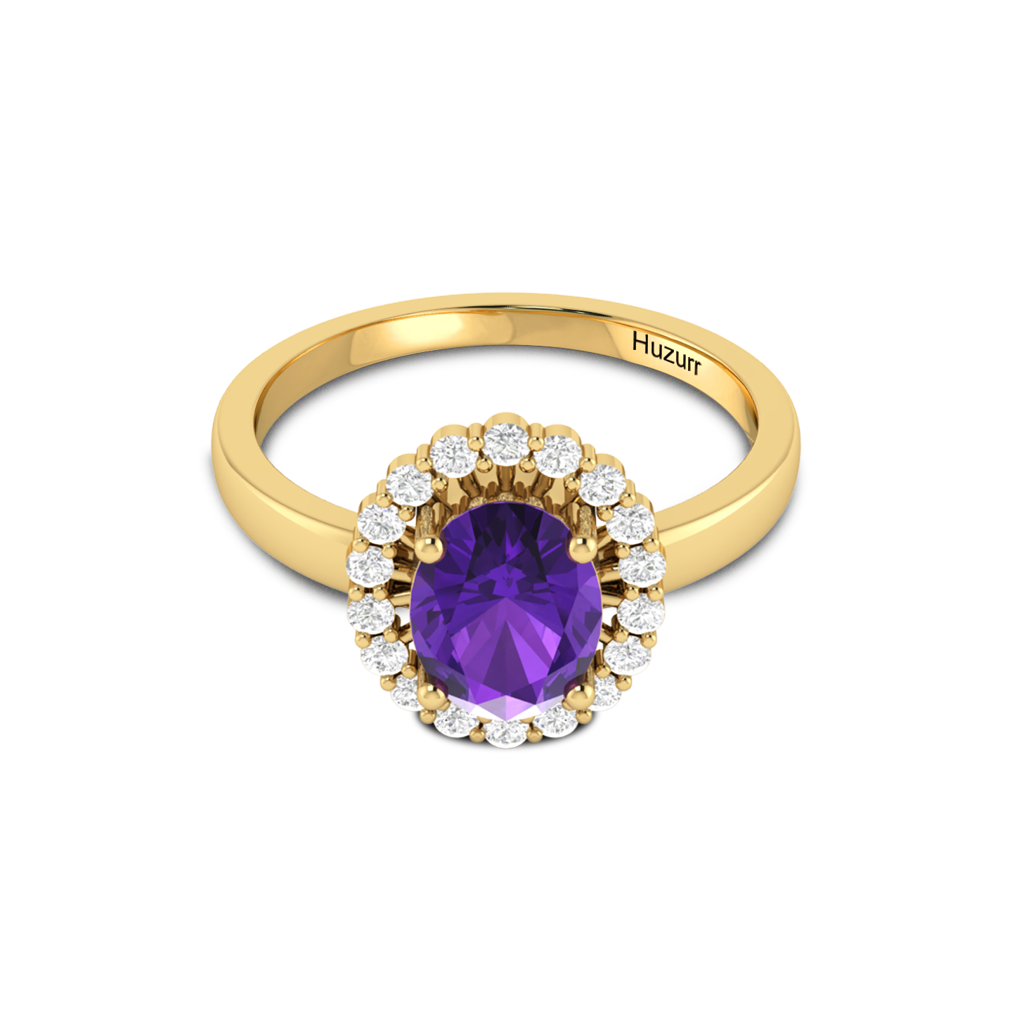 Oval Blue Sapphire Gold Plated Halo Ring