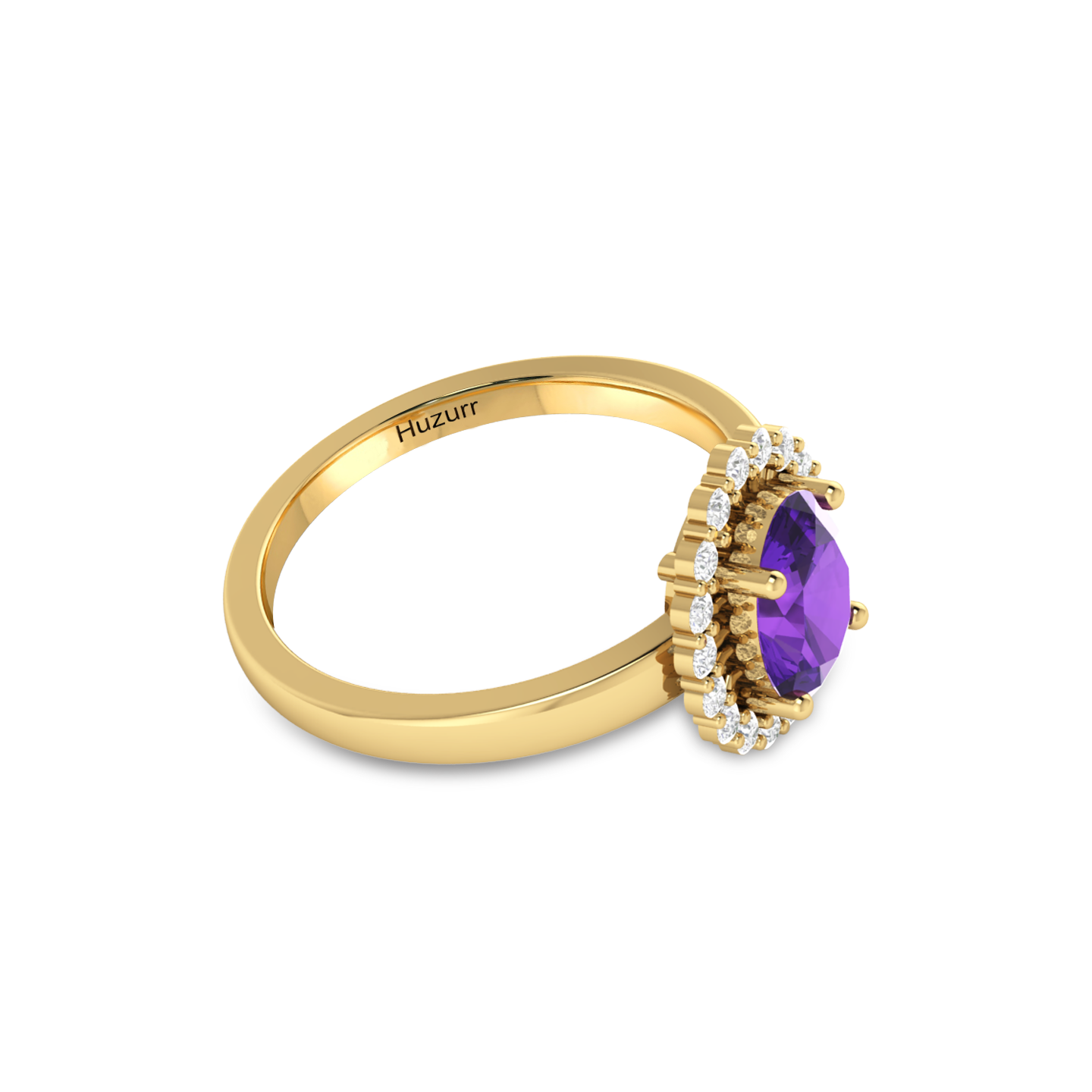 Oval Blue Sapphire Gold Plated Halo Ring