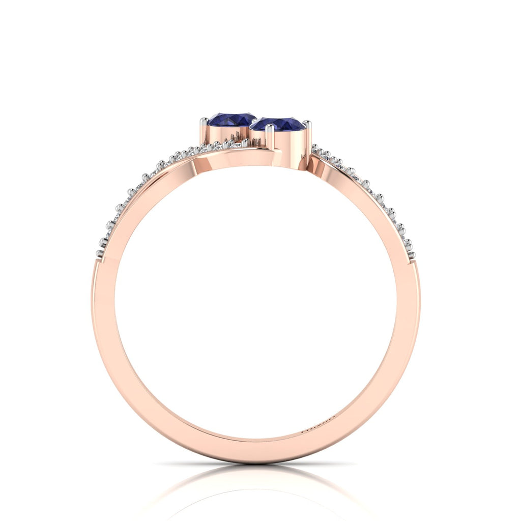 2 Stone Infinity Tanzanite Rose Gold Plated Two Tone Ring