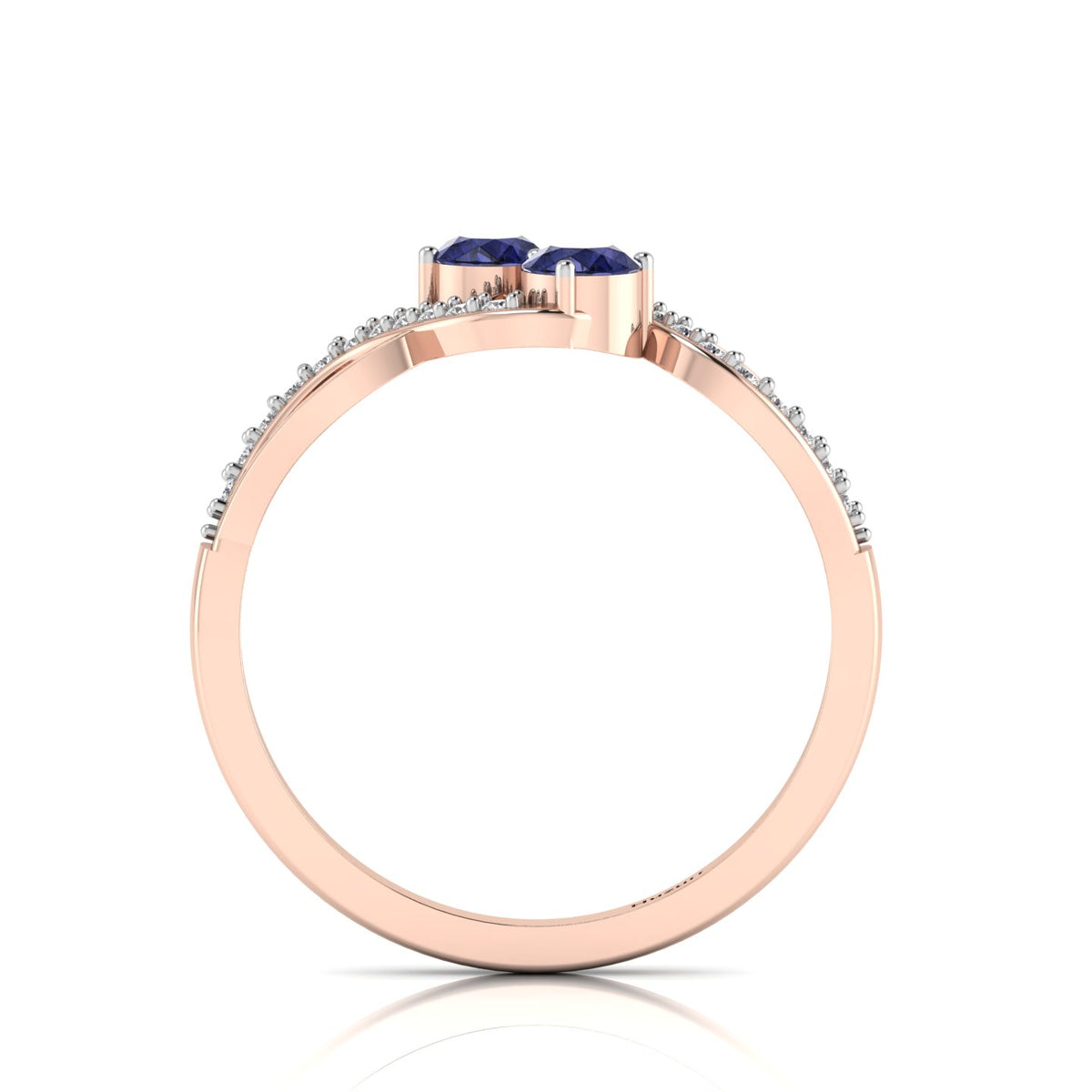 2 Stone Infinity Tanzanite Rose Gold Plated Two Tone Ring