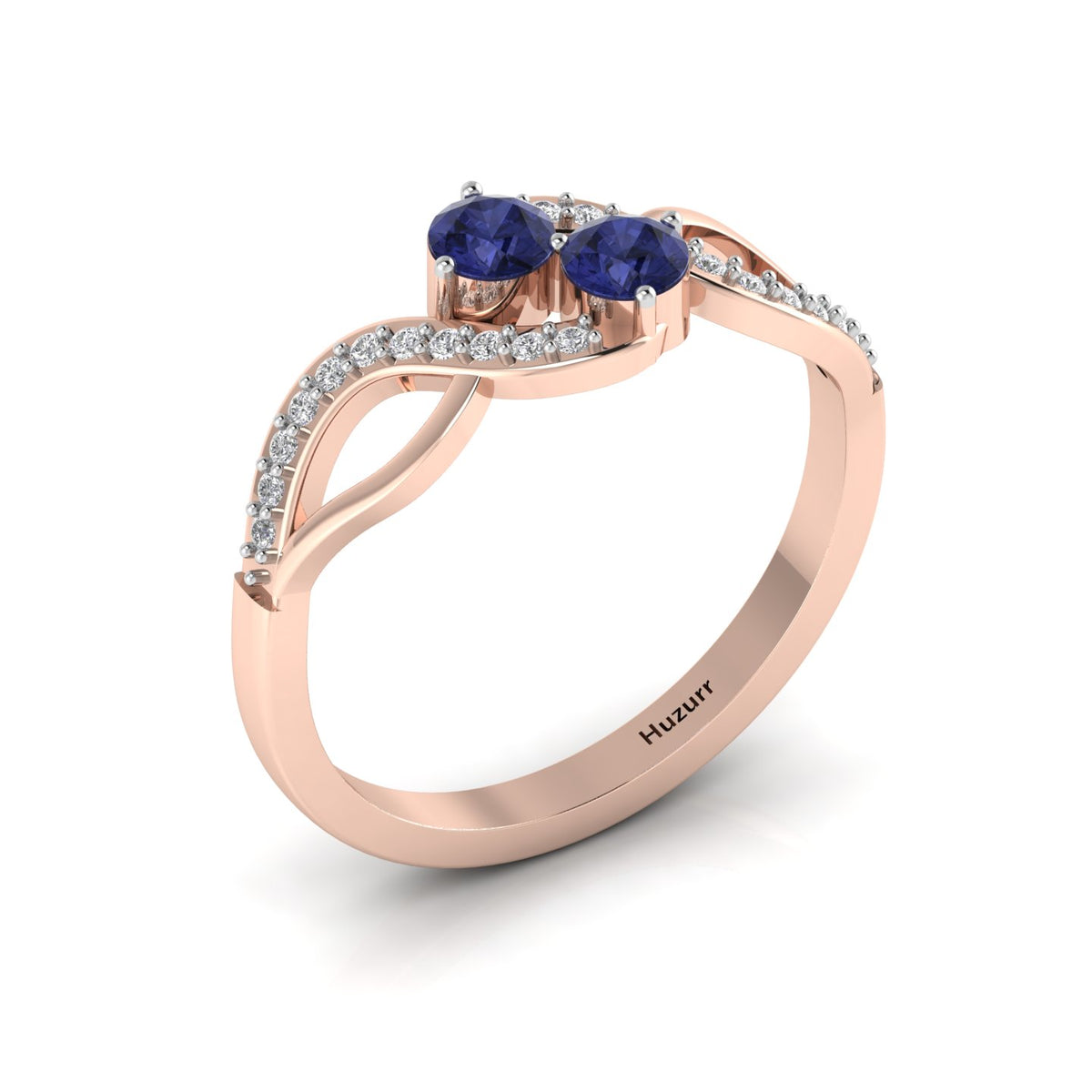 2 Stone Infinity Tanzanite Rose Gold Plated Two Tone Ring