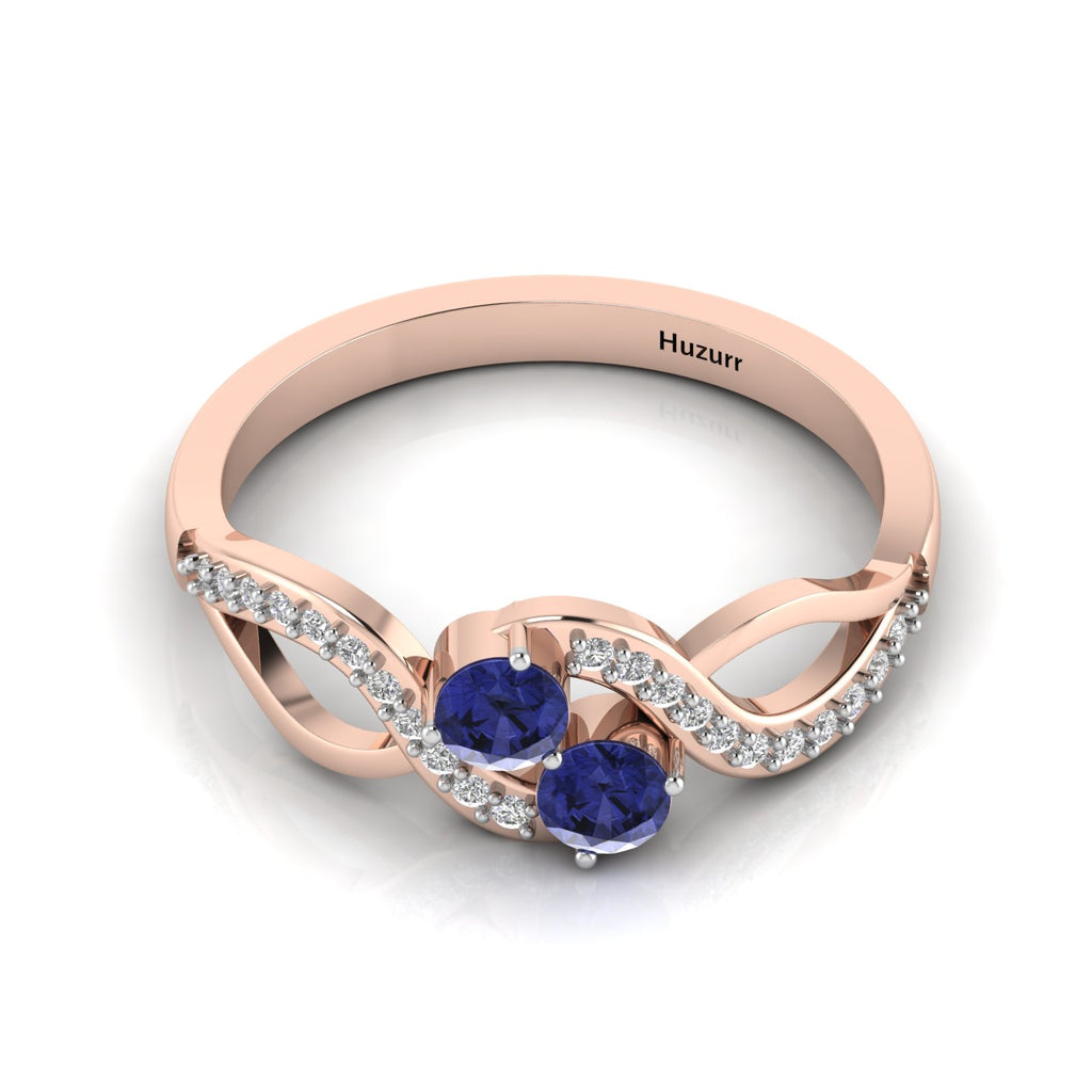 2 Stone Infinity Tanzanite Rose Gold Plated Two Tone Ring