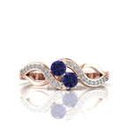2 Stone Infinity Tanzanite Rose Gold Plated Two Tone Ring
