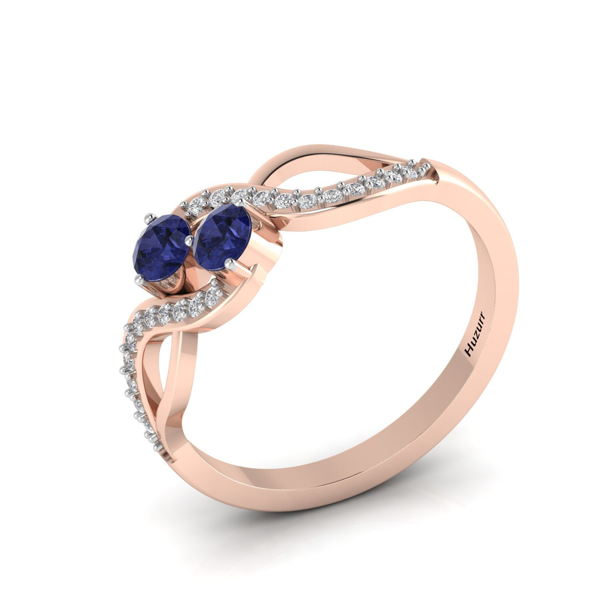 2 Stone Infinity Tanzanite Rose Gold Plated Two Tone Ring