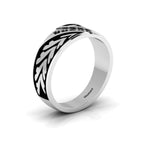 Black Diamond Black Enamel 5 Stone Band Silver Ring