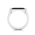 Baguette-Cut Black Diamond Silver Bar Ring