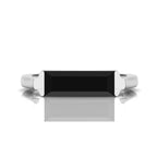 Baguette-Cut Black Diamond Silver Bar Ring