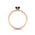 Criss Cross Round Black Diamond Stackable Rose Gold Plated Ring