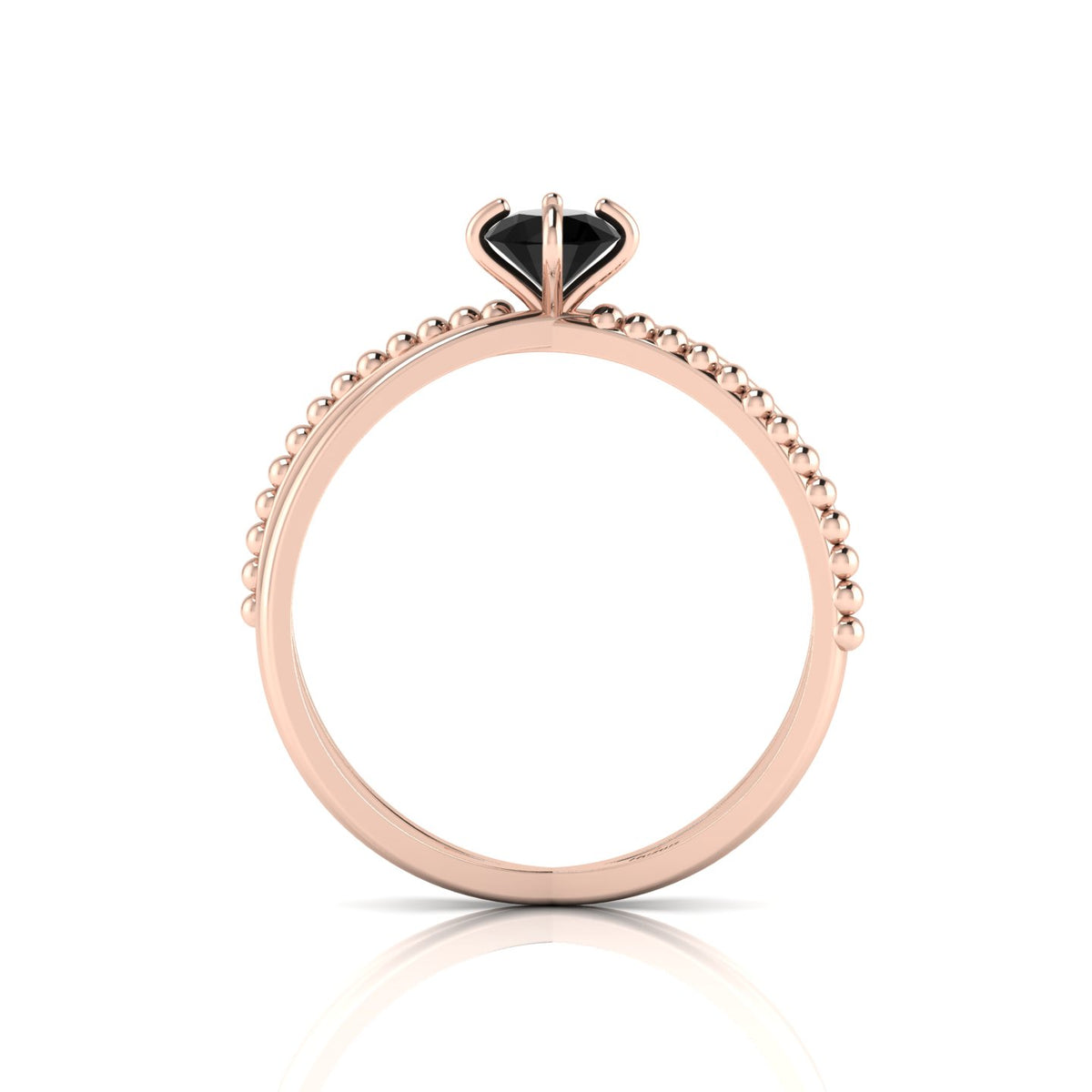 Criss Cross Round Black Diamond Stackable Rose Gold Plated Ring