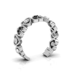 Heart-Style Round Black & White Diamond Silver Adjustable Ring
