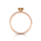 Rose Gold Plated Criss Cross Round Coffee Diamond Stackable Ring