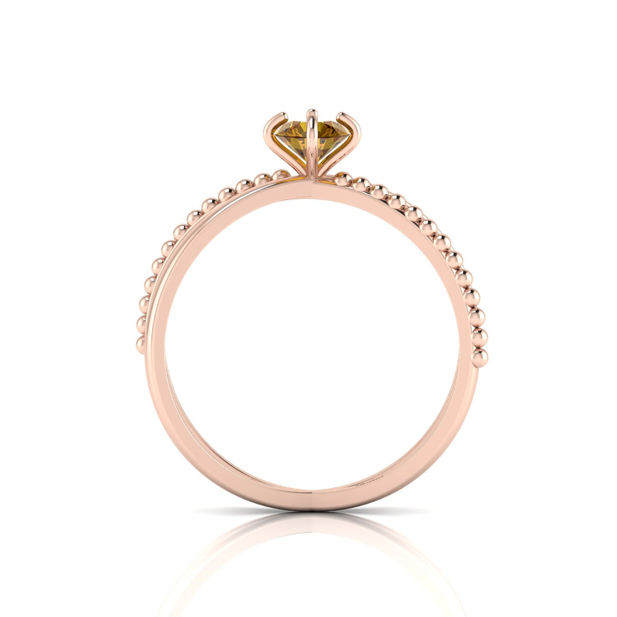 Rose Gold Plated Criss Cross Round Coffee Diamond Stackable Ring