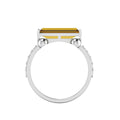 Baguette-Cut Silver Parallel Split Coffee Diamond Solitaire Ring