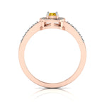 Round-Cut Coffee Diamond Rose Gold Plated Two Tone Solitaire Ring