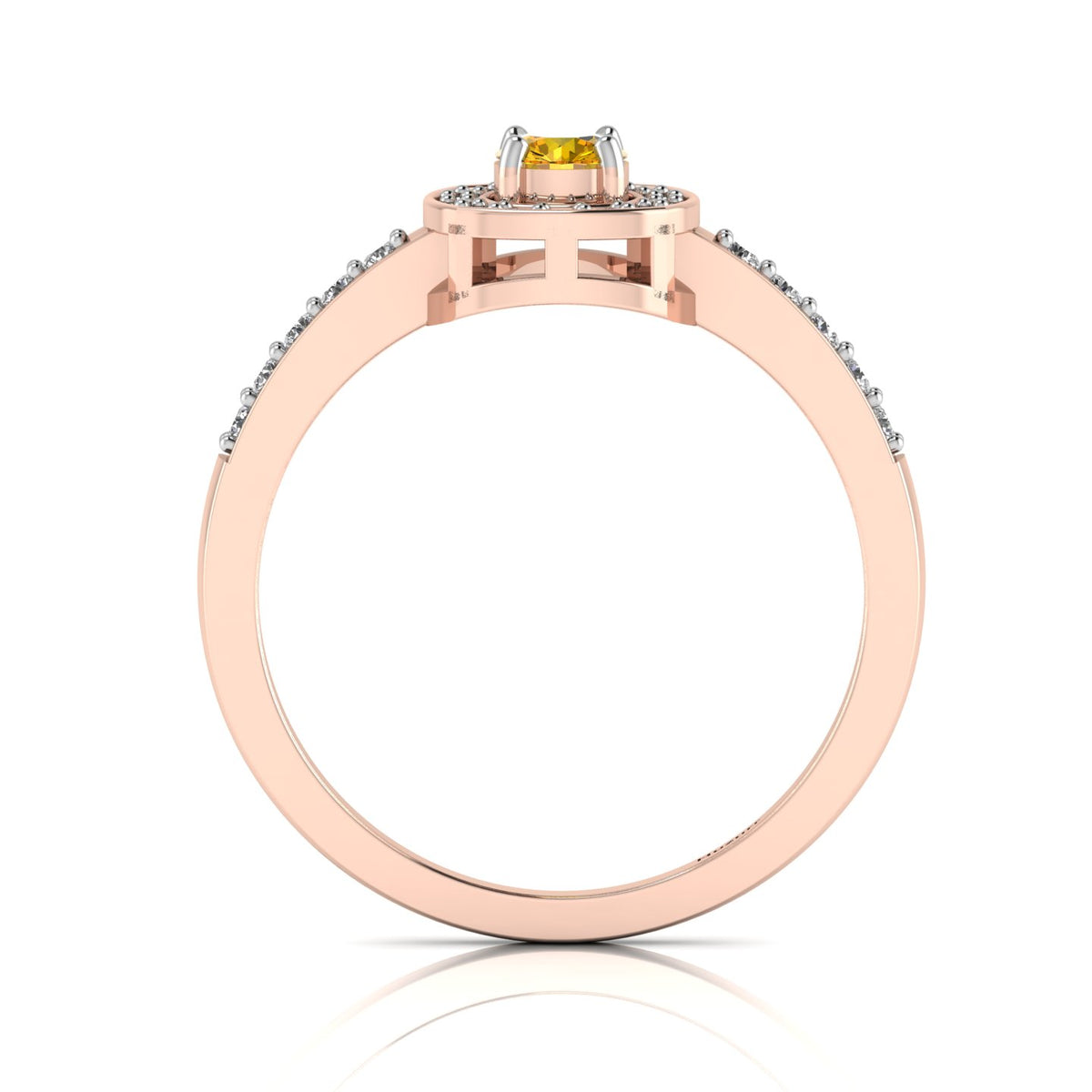 Round-Cut Coffee Diamond Rose Gold Plated Two Tone Solitaire Ring