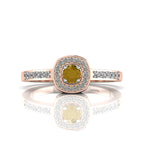 Round-Cut Coffee Diamond Rose Gold Plated Two Tone Solitaire Ring