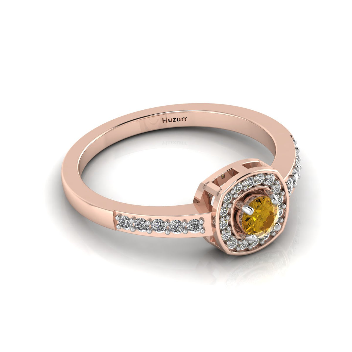 Round-Cut Coffee Diamond Rose Gold Plated Two Tone Solitaire Ring