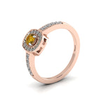 Round-Cut Coffee Diamond Rose Gold Plated Two Tone Solitaire Ring