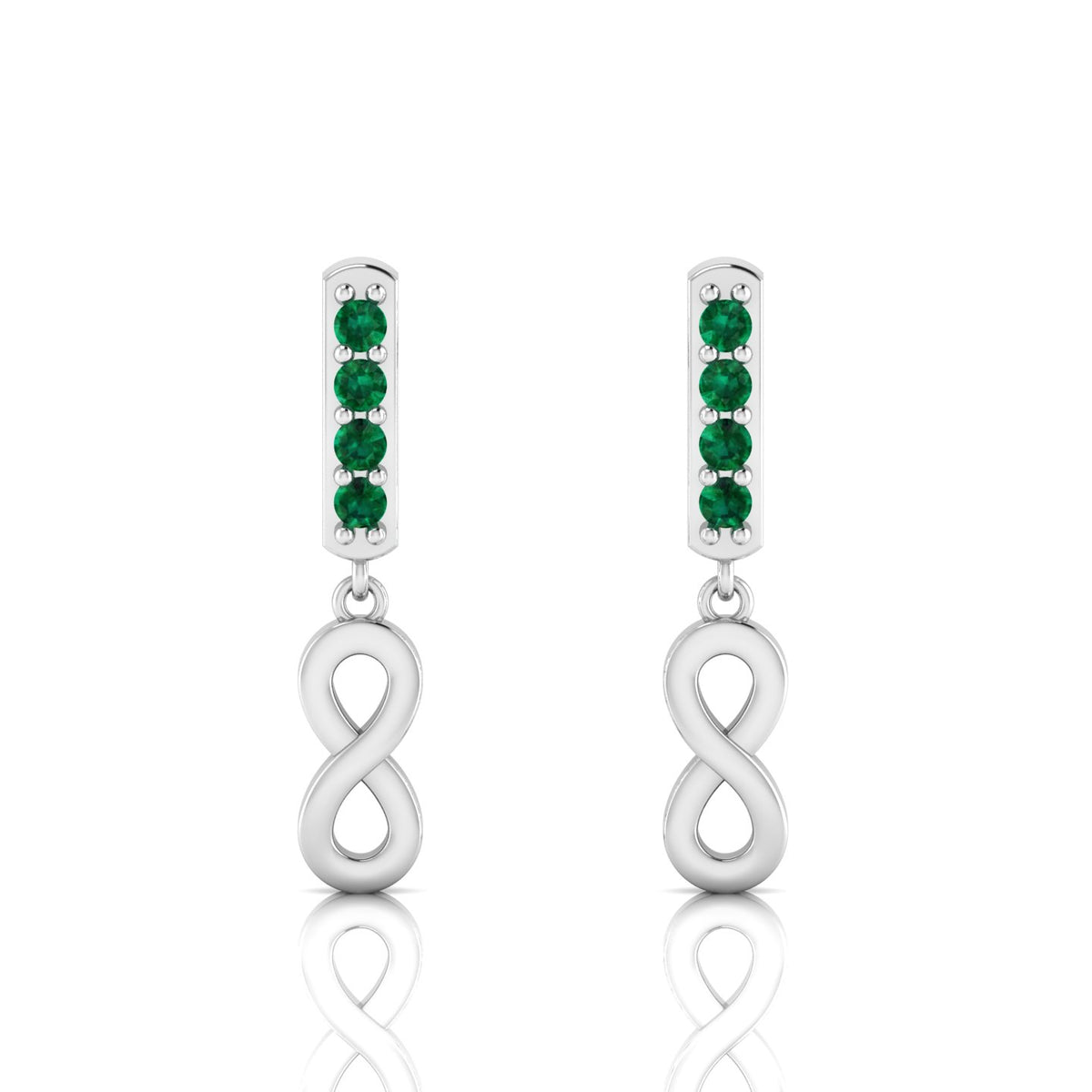 Emerald Infinity Drops Sterling Silver Earrings