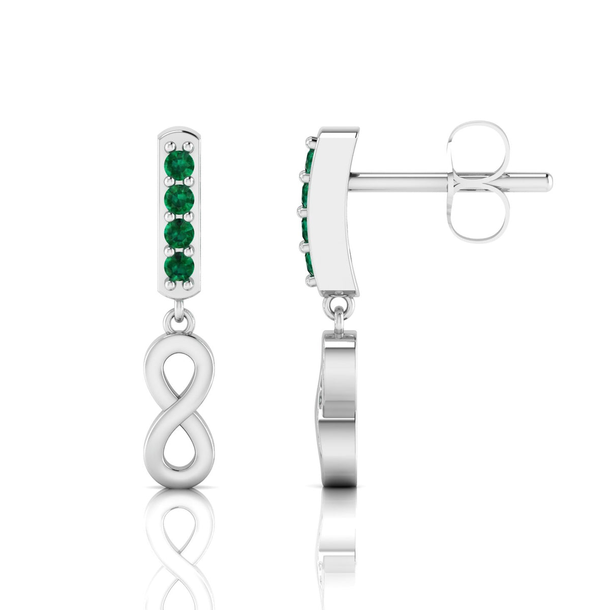 Emerald Infinity Drops Sterling Silver Earrings