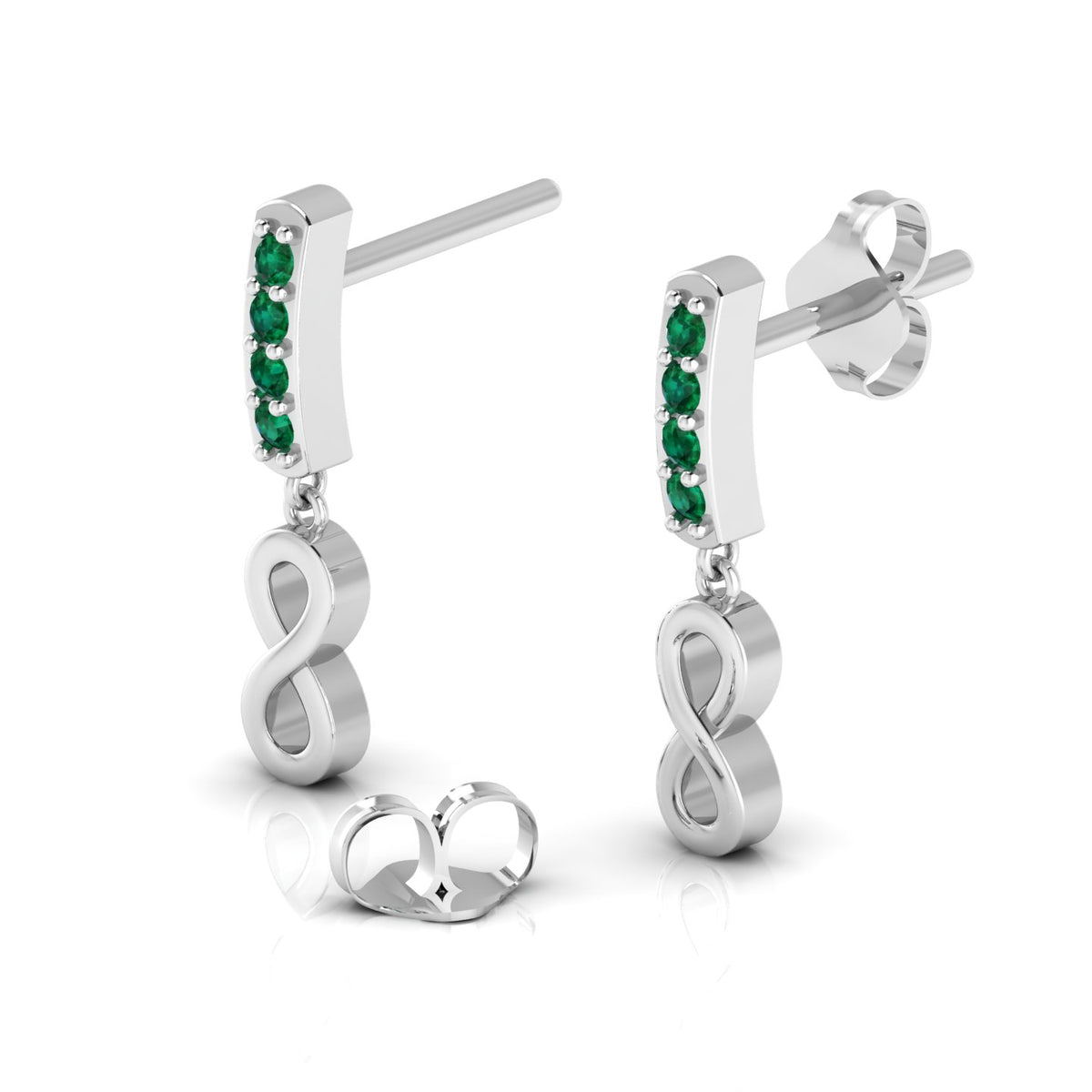 Emerald Infinity Drops Sterling Silver Earrings