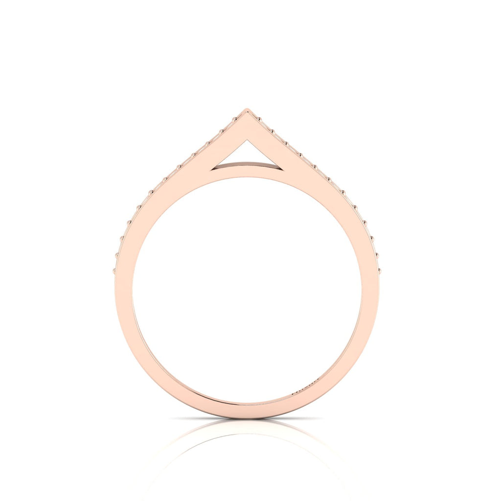 Rose Gold Plated Round Black Diamond Stackable Solitaire V-Shaped Ring